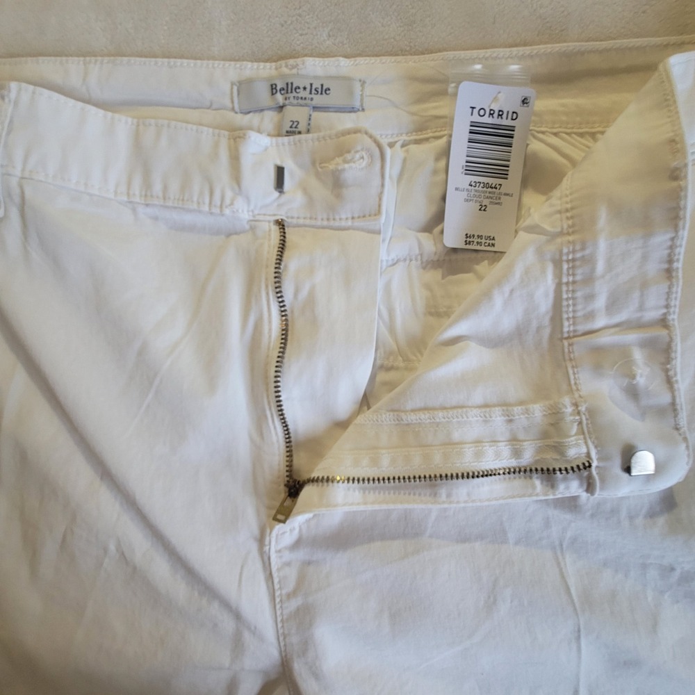 NWT Torrid Belle Isle Trouser Women 22 White Wide Leg Ankle Cloud Dancer - Picture 10 of 12